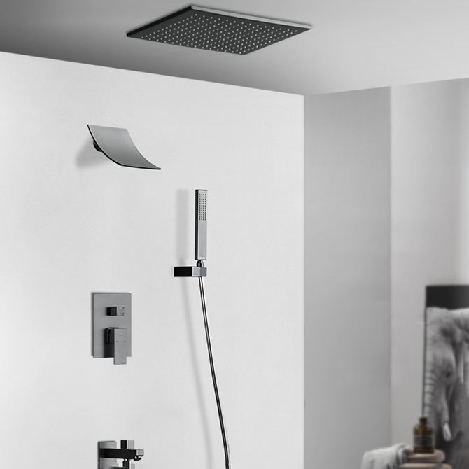 Modern Shower Trim Brass Valve Included Ceiling Mounted Shower System Clearhalo 'Bathroom Remodel & Bathroom Fixtures' 'Home Improvement' 'home_improvement' 'home_improvement_shower_faucets' 'Shower Faucets & Systems' 'shower_faucets' 'Showers & Bathtubs Plumbing' 'Showers & Bathtubs' 6841919