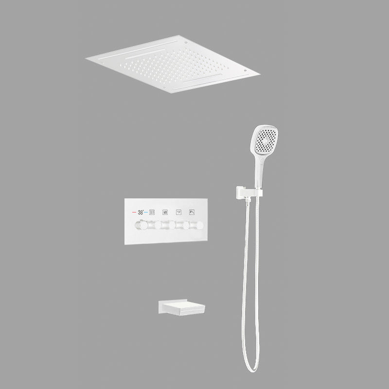 Modern Shower Trim Brass Temperature Control Ceiling Mounted Shower System White 3 Clearhalo 'Bathroom Remodel & Bathroom Fixtures' 'Home Improvement' 'home_improvement' 'home_improvement_shower_faucets' 'Shower Faucets & Systems' 'shower_faucets' 'Showers & Bathtubs Plumbing' 'Showers & Bathtubs' 6841967