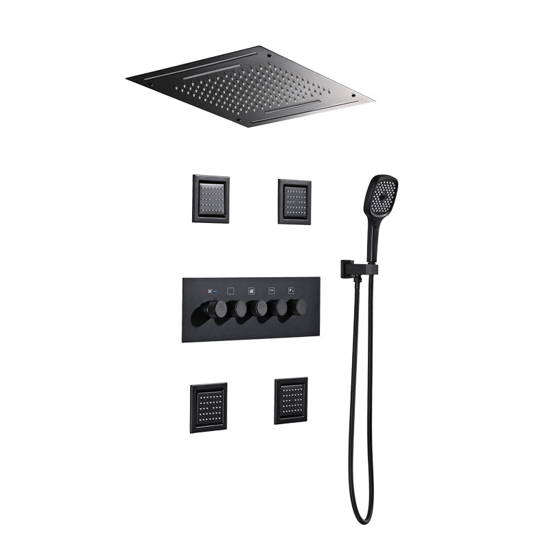 Modern Shower Trim Brass Temperature Control Ceiling Mounted Shower System Clearhalo 'Bathroom Remodel & Bathroom Fixtures' 'Home Improvement' 'home_improvement' 'home_improvement_shower_faucets' 'Shower Faucets & Systems' 'shower_faucets' 'Showers & Bathtubs Plumbing' 'Showers & Bathtubs' 6841968