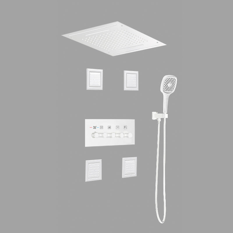 Modern Shower Trim Brass Temperature Control Ceiling Mounted Shower System White 6 Clearhalo 'Bathroom Remodel & Bathroom Fixtures' 'Home Improvement' 'home_improvement' 'home_improvement_shower_faucets' 'Shower Faucets & Systems' 'shower_faucets' 'Showers & Bathtubs Plumbing' 'Showers & Bathtubs' 6841970