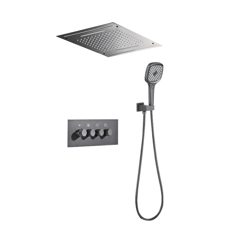 Modern Shower Trim Brass Temperature Control Ceiling Mounted Shower System Gun Grey 2 Clearhalo 'Bathroom Remodel & Bathroom Fixtures' 'Home Improvement' 'home_improvement' 'home_improvement_shower_faucets' 'Shower Faucets & Systems' 'shower_faucets' 'Showers & Bathtubs Plumbing' 'Showers & Bathtubs' 6841977