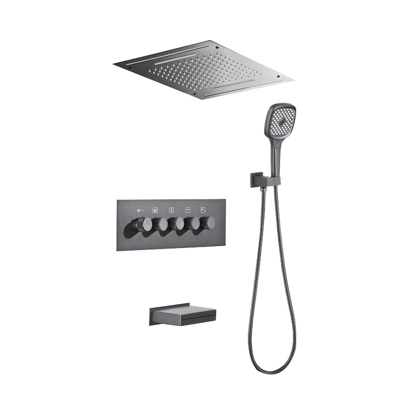 Modern Shower Trim Brass Temperature Control Ceiling Mounted Shower System Gun Grey 3 Clearhalo 'Bathroom Remodel & Bathroom Fixtures' 'Home Improvement' 'home_improvement' 'home_improvement_shower_faucets' 'Shower Faucets & Systems' 'shower_faucets' 'Showers & Bathtubs Plumbing' 'Showers & Bathtubs' 6841979