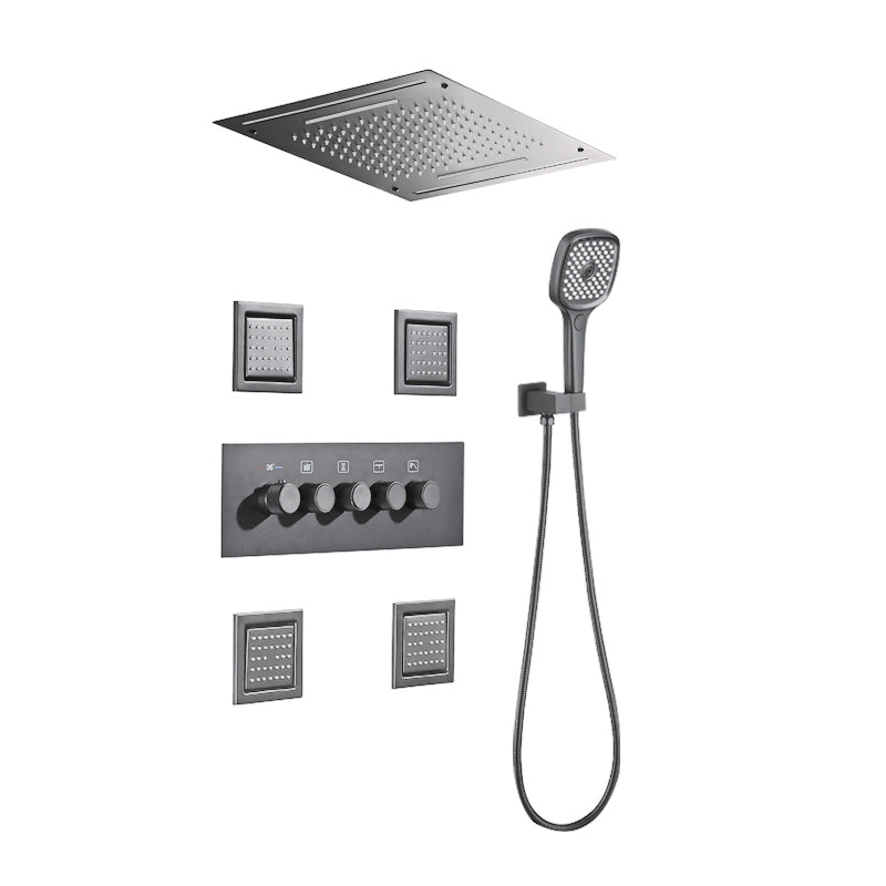 Modern Shower Trim Brass Temperature Control Ceiling Mounted Shower System Gun Grey 6 Clearhalo 'Bathroom Remodel & Bathroom Fixtures' 'Home Improvement' 'home_improvement' 'home_improvement_shower_faucets' 'Shower Faucets & Systems' 'shower_faucets' 'Showers & Bathtubs Plumbing' 'Showers & Bathtubs' 6841980