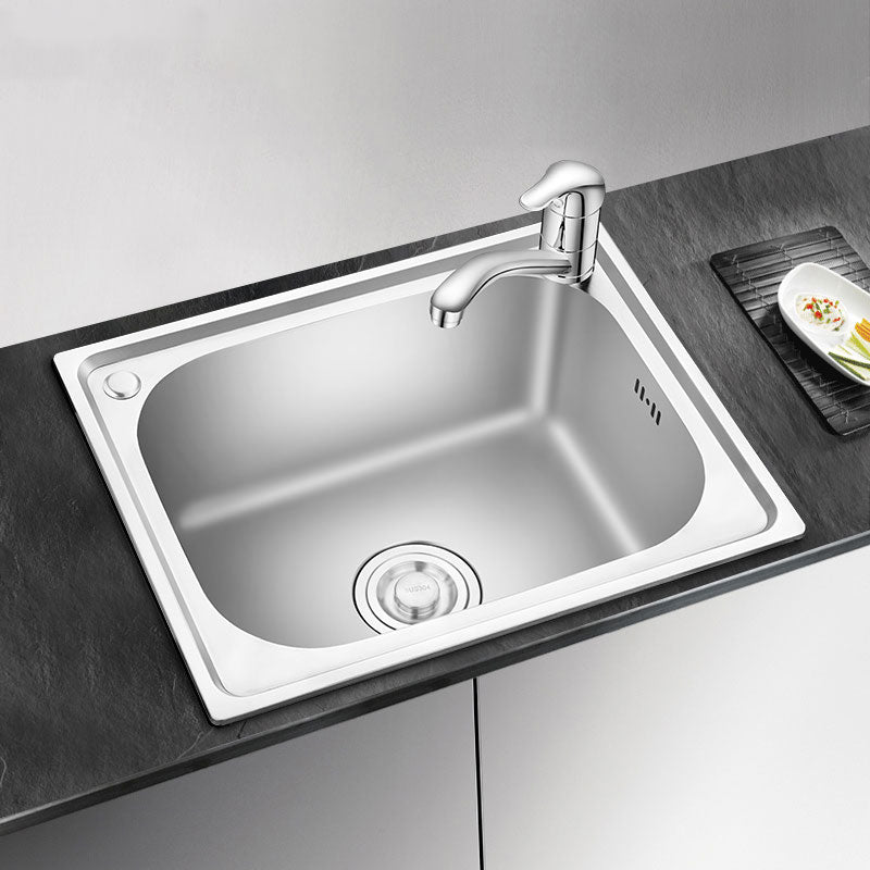 2 Holes Kitchen Sink Rectangle Stainless Steel Sink With Strainer Sink with Faucet Low Profile Clearhalo 'Home Improvement' 'home_improvement' 'home_improvement_kitchen_sinks' 'Kitchen Remodel & Kitchen Fixtures' 'Kitchen Sinks & Faucet Components' 'Kitchen Sinks' 'kitchen_sinks' 6841984