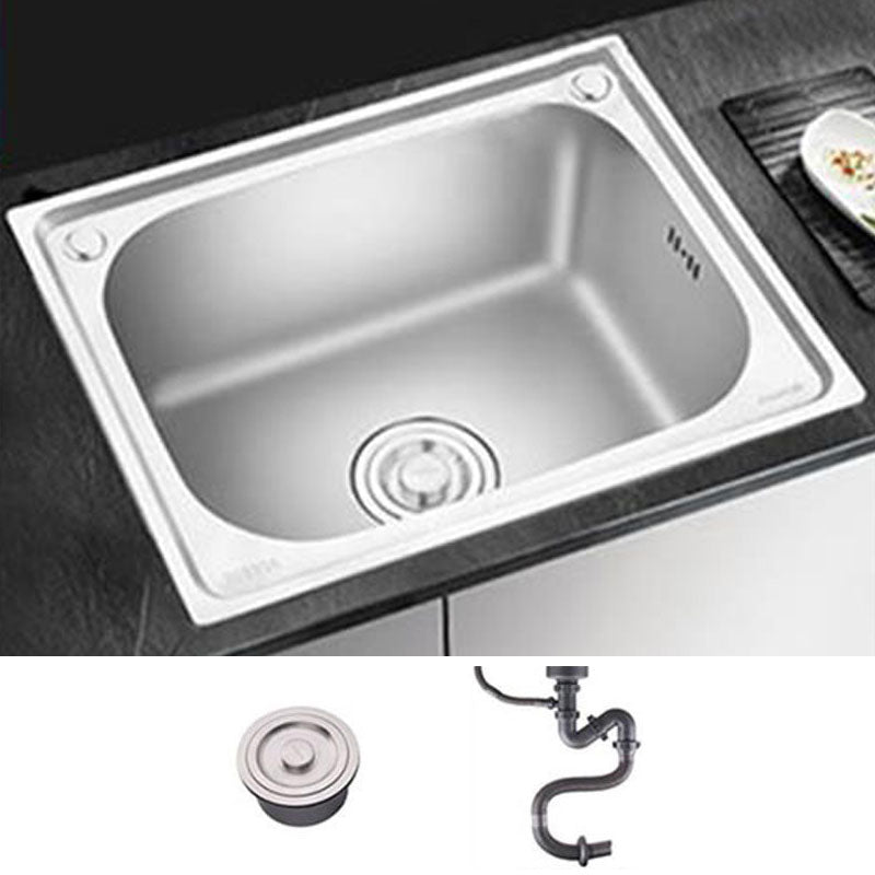 2 Holes Kitchen Sink Rectangle Stainless Steel Sink With Strainer Sink Only None Clearhalo 'Home Improvement' 'home_improvement' 'home_improvement_kitchen_sinks' 'Kitchen Remodel & Kitchen Fixtures' 'Kitchen Sinks & Faucet Components' 'Kitchen Sinks' 'kitchen_sinks' 6841985