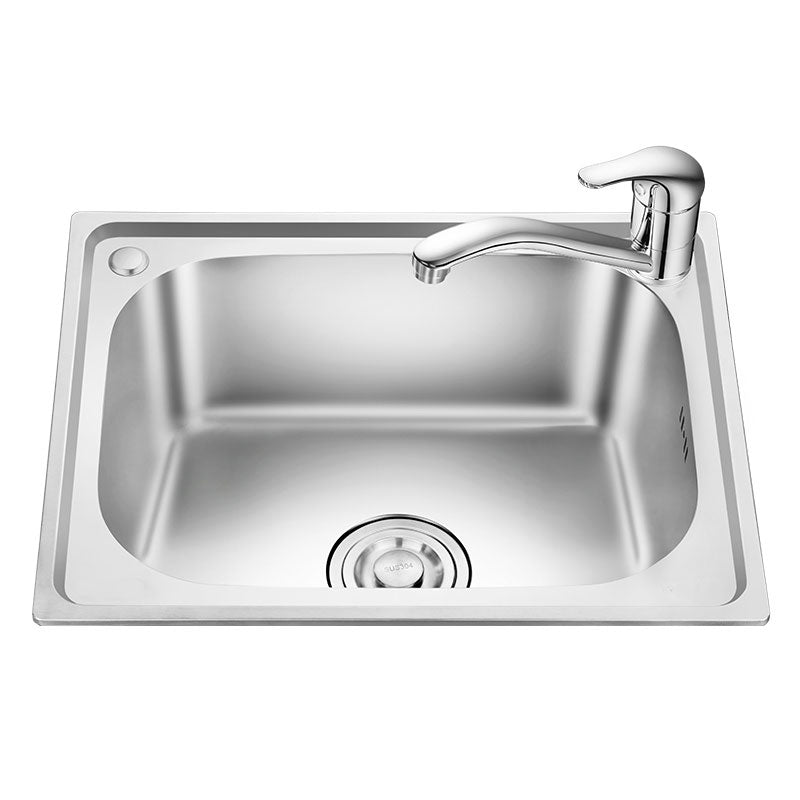 2 Holes Kitchen Sink Rectangle Stainless Steel Sink With Strainer Clearhalo 'Home Improvement' 'home_improvement' 'home_improvement_kitchen_sinks' 'Kitchen Remodel & Kitchen Fixtures' 'Kitchen Sinks & Faucet Components' 'Kitchen Sinks' 'kitchen_sinks' 6841991
