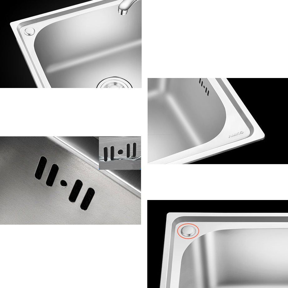 2 Holes Kitchen Sink Rectangle Stainless Steel Sink With Strainer Clearhalo 'Home Improvement' 'home_improvement' 'home_improvement_kitchen_sinks' 'Kitchen Remodel & Kitchen Fixtures' 'Kitchen Sinks & Faucet Components' 'Kitchen Sinks' 'kitchen_sinks' 6841996