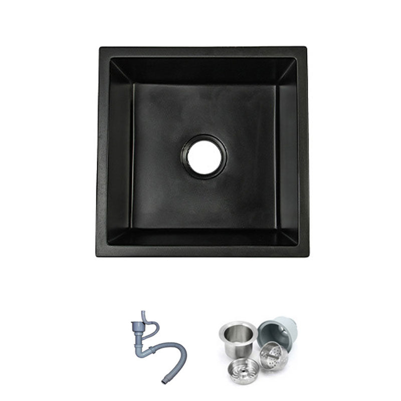 Modern Round Quartz Sink Solid Color Kitchen Sink with Faucet 17.7"L x 17.7"W x 9.1"H Black Sink Only Clearhalo 'Home Improvement' 'home_improvement' 'home_improvement_kitchen_sinks' 'Kitchen Remodel & Kitchen Fixtures' 'Kitchen Sinks & Faucet Components' 'Kitchen Sinks' 'kitchen_sinks' 6842023