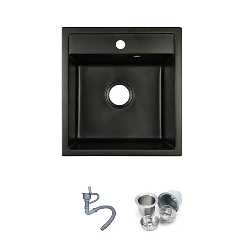 Modern Round Quartz Sink Solid Color Kitchen Sink with Faucet 19"L x 18"W x 8"H Black Sink Only Clearhalo 'Home Improvement' 'home_improvement' 'home_improvement_kitchen_sinks' 'Kitchen Remodel & Kitchen Fixtures' 'Kitchen Sinks & Faucet Components' 'Kitchen Sinks' 'kitchen_sinks' 6842031