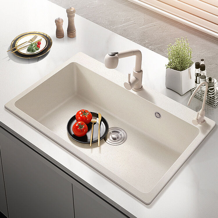 Modern Single Bowl Sink Solid Color Kitchen Sink with Overflow Hole 28.3"L x 18.5"W x 7.9"H Sink with Faucet Tobacco Pull Out Water Filter Double Faucet Clearhalo 'Home Improvement' 'home_improvement' 'home_improvement_kitchen_sinks' 'Kitchen Remodel & Kitchen Fixtures' 'Kitchen Sinks & Faucet Components' 'Kitchen Sinks' 'kitchen_sinks' 6842037