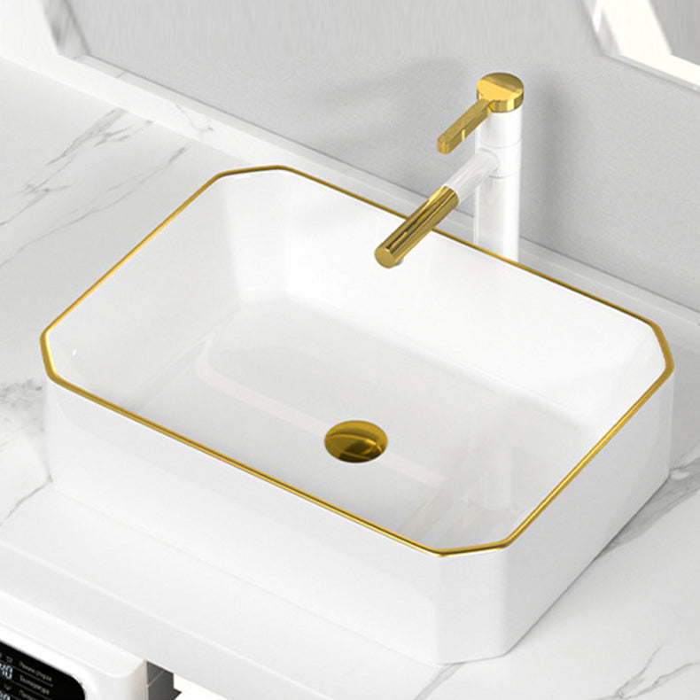 Traditional Vessel Sink Rectangular Porcelain with Overflow And Drain Assembly Wash Stand 20"L x 15"W x 5"H Sink with Faucet Clearhalo 'Bathroom Remodel & Bathroom Fixtures' 'Bathroom Sinks & Faucet Components' 'Bathroom Sinks' 'bathroom_sink' 'Home Improvement' 'home_improvement' 'home_improvement_bathroom_sink' 6842062