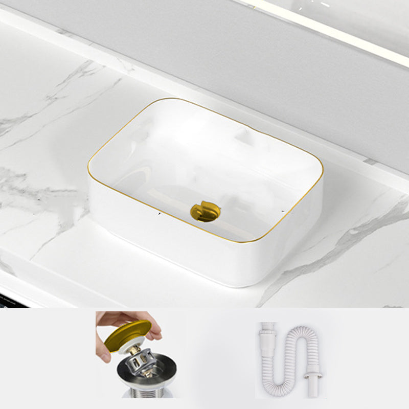 Traditional Vessel Sink Rectangular Porcelain with Overflow And Drain Assembly Wash Stand 16"L x 12"W x 6"H Sink Clearhalo 'Bathroom Remodel & Bathroom Fixtures' 'Bathroom Sinks & Faucet Components' 'Bathroom Sinks' 'bathroom_sink' 'Home Improvement' 'home_improvement' 'home_improvement_bathroom_sink' 6842070