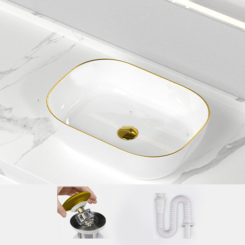 Traditional Vessel Sink Rectangular Porcelain with Overflow And Drain Assembly Wash Stand 18.1"L x 13"W x 5.5"H Sink Clearhalo 'Bathroom Remodel & Bathroom Fixtures' 'Bathroom Sinks & Faucet Components' 'Bathroom Sinks' 'bathroom_sink' 'Home Improvement' 'home_improvement' 'home_improvement_bathroom_sink' 6842079