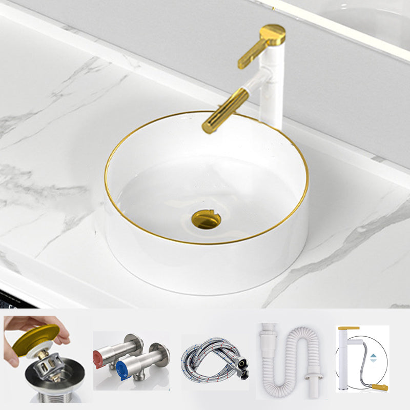 Traditional Vessel Sink Rectangular Porcelain with Overflow And Drain Assembly Wash Stand 15.7"L x 15.7"W x 5.1"H Sink with Faucet Clearhalo 'Bathroom Remodel & Bathroom Fixtures' 'Bathroom Sinks & Faucet Components' 'Bathroom Sinks' 'bathroom_sink' 'Home Improvement' 'home_improvement' 'home_improvement_bathroom_sink' 6842082