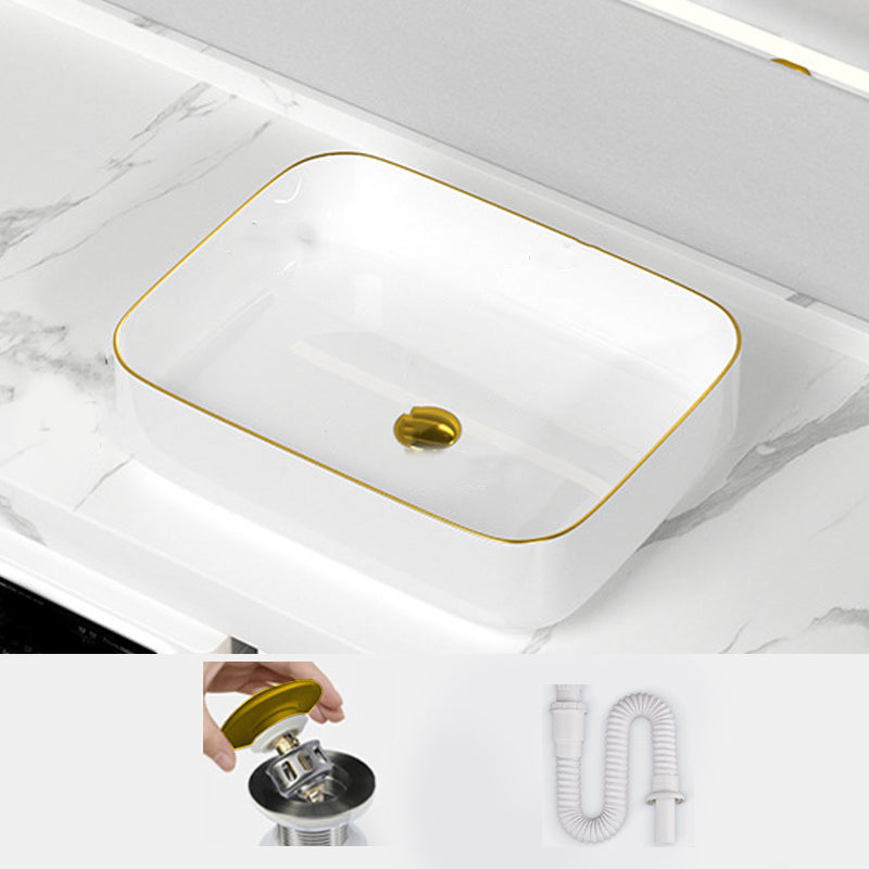 Traditional Vessel Sink Rectangular Porcelain with Overflow And Drain Assembly Wash Stand 19.7"L x 15.7"W x 5.3"H Sink Clearhalo 'Bathroom Remodel & Bathroom Fixtures' 'Bathroom Sinks & Faucet Components' 'Bathroom Sinks' 'bathroom_sink' 'Home Improvement' 'home_improvement' 'home_improvement_bathroom_sink' 6842083