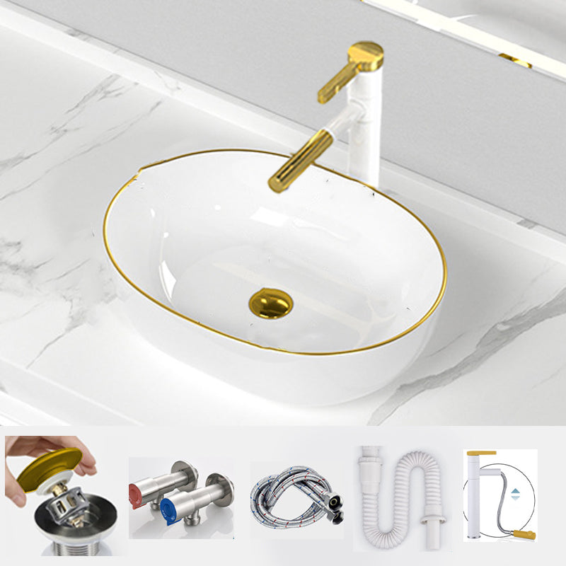Traditional Vessel Sink Rectangular Porcelain with Overflow And Drain Assembly Wash Stand 18.9"L x 13.8"W x 5.5"H Sink with Faucet Clearhalo 'Bathroom Remodel & Bathroom Fixtures' 'Bathroom Sinks & Faucet Components' 'Bathroom Sinks' 'bathroom_sink' 'Home Improvement' 'home_improvement' 'home_improvement_bathroom_sink' 6842086