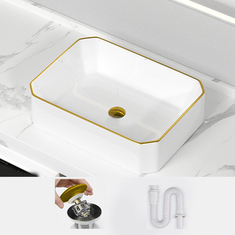 Traditional Vessel Sink Rectangular Porcelain with Overflow And Drain Assembly Wash Stand 20"L x 15"W x 5"H Sink Clearhalo 'Bathroom Remodel & Bathroom Fixtures' 'Bathroom Sinks & Faucet Components' 'Bathroom Sinks' 'bathroom_sink' 'Home Improvement' 'home_improvement' 'home_improvement_bathroom_sink' 6842090
