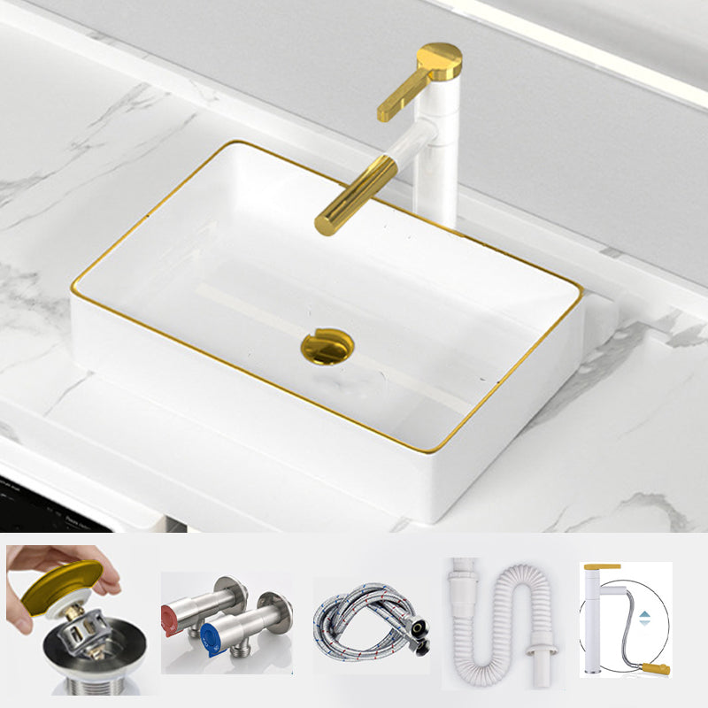 Traditional Vessel Sink Rectangular Porcelain with Overflow And Drain Assembly Wash Stand 20"L x 13"W x 4"H Sink with Faucet Clearhalo 'Bathroom Remodel & Bathroom Fixtures' 'Bathroom Sinks & Faucet Components' 'Bathroom Sinks' 'bathroom_sink' 'Home Improvement' 'home_improvement' 'home_improvement_bathroom_sink' 6842109