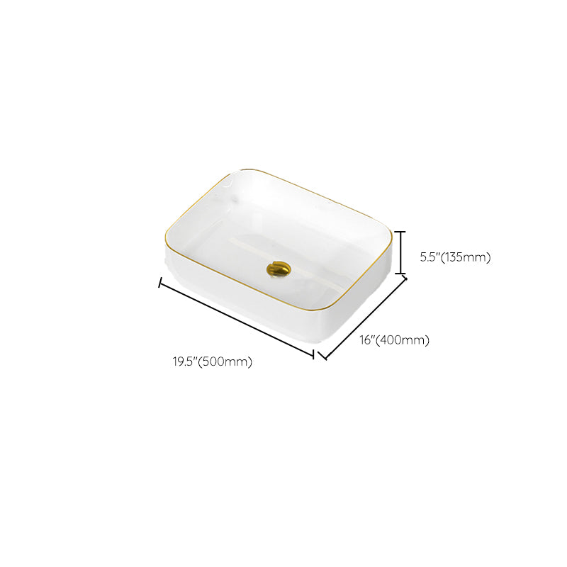 Traditional Vessel Sink Rectangular Porcelain with Overflow And Drain Assembly Wash Stand Clearhalo 'Bathroom Remodel & Bathroom Fixtures' 'Bathroom Sinks & Faucet Components' 'Bathroom Sinks' 'bathroom_sink' 'Home Improvement' 'home_improvement' 'home_improvement_bathroom_sink' 6842133