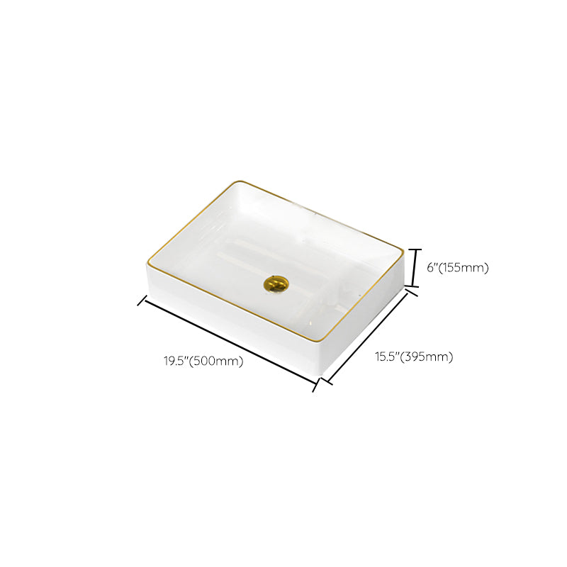 Traditional Vessel Sink Rectangular Porcelain with Overflow And Drain Assembly Wash Stand Clearhalo 'Bathroom Remodel & Bathroom Fixtures' 'Bathroom Sinks & Faucet Components' 'Bathroom Sinks' 'bathroom_sink' 'Home Improvement' 'home_improvement' 'home_improvement_bathroom_sink' 6842138