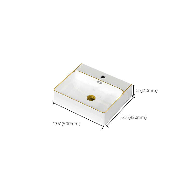 17 Traditional Vessel Sink Rectangular Porcelain with Overflow And Drain ...