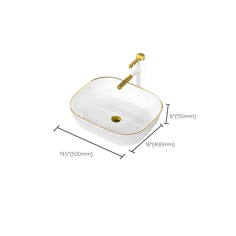 Traditional Vessel Sink Rectangular Porcelain with Overflow And Drain Assembly Wash Stand Clearhalo 'Bathroom Remodel & Bathroom Fixtures' 'Bathroom Sinks & Faucet Components' 'Bathroom Sinks' 'bathroom_sink' 'Home Improvement' 'home_improvement' 'home_improvement_bathroom_sink' 6842145