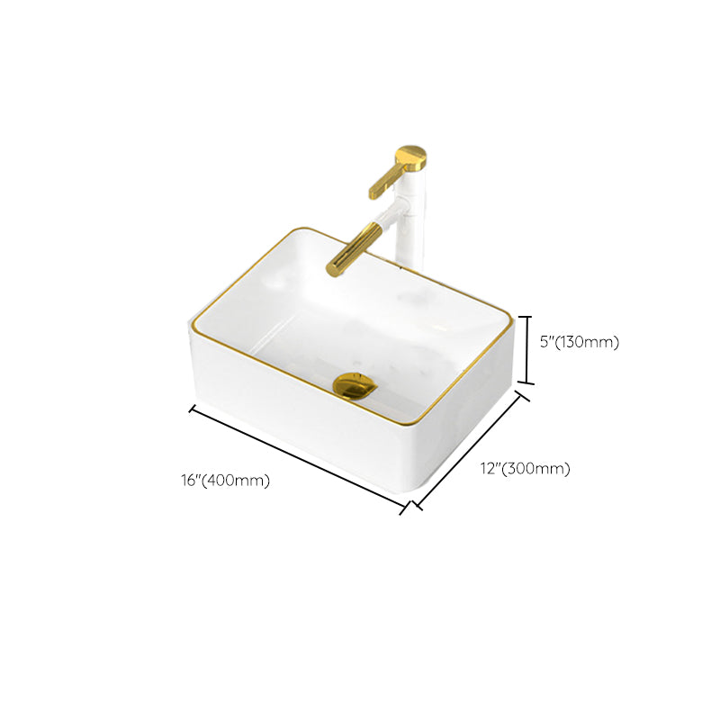 Traditional Vessel Sink Rectangular Porcelain with Overflow And Drain Assembly Wash Stand Clearhalo 'Bathroom Remodel & Bathroom Fixtures' 'Bathroom Sinks & Faucet Components' 'Bathroom Sinks' 'bathroom_sink' 'Home Improvement' 'home_improvement' 'home_improvement_bathroom_sink' 6842152