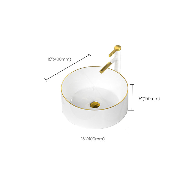 Traditional Vessel Sink Rectangular Porcelain with Overflow And Drain Assembly Wash Stand Clearhalo 'Bathroom Remodel & Bathroom Fixtures' 'Bathroom Sinks & Faucet Components' 'Bathroom Sinks' 'bathroom_sink' 'Home Improvement' 'home_improvement' 'home_improvement_bathroom_sink' 6842154