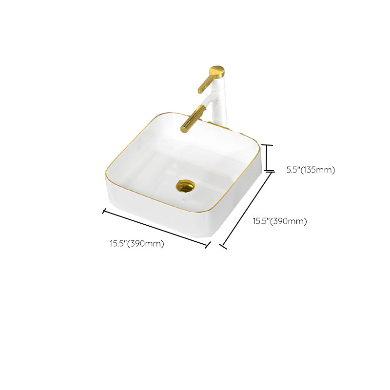 Traditional Vessel Sink Rectangular Porcelain with Overflow And Drain Assembly Wash Stand Clearhalo 'Bathroom Remodel & Bathroom Fixtures' 'Bathroom Sinks & Faucet Components' 'Bathroom Sinks' 'bathroom_sink' 'Home Improvement' 'home_improvement' 'home_improvement_bathroom_sink' 6842162