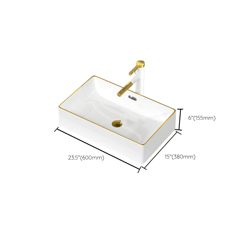 Traditional Vessel Sink Rectangular Porcelain with Overflow And Drain Assembly Wash Stand Clearhalo 'Bathroom Remodel & Bathroom Fixtures' 'Bathroom Sinks & Faucet Components' 'Bathroom Sinks' 'bathroom_sink' 'Home Improvement' 'home_improvement' 'home_improvement_bathroom_sink' 6842169