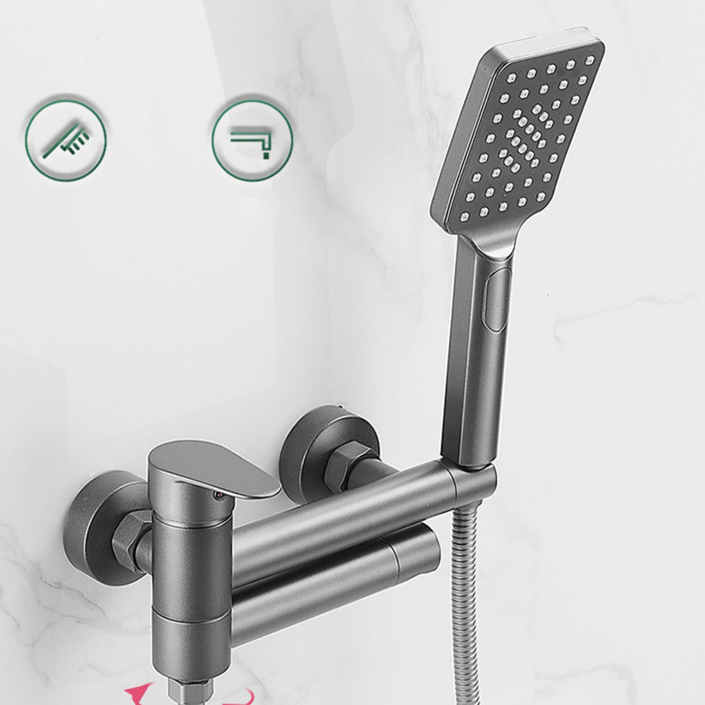 Wall Mounted Metal Tub Filler Low Arc Single Handle Tub Faucet Trim Clearhalo 'Bathroom Remodel & Bathroom Fixtures' 'Bathtub Faucets' 'bathtub_faucets' 'Home Improvement' 'home_improvement' 'home_improvement_bathtub_faucets' 6842195