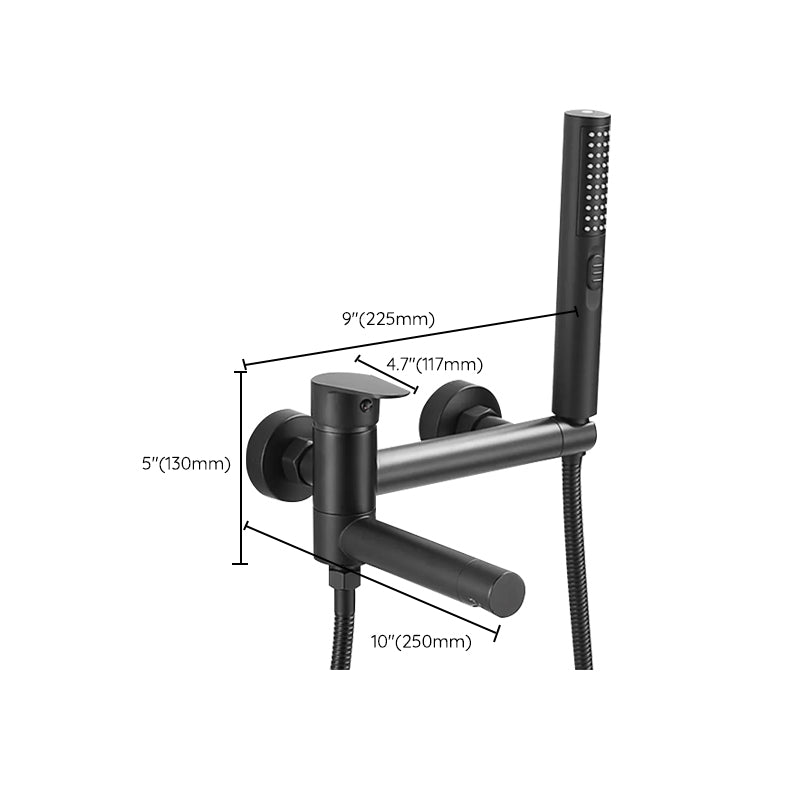 Wall Mounted Metal Tub Filler Low Arc Single Handle Tub Faucet Trim Clearhalo 'Bathroom Remodel & Bathroom Fixtures' 'Bathtub Faucets' 'bathtub_faucets' 'Home Improvement' 'home_improvement' 'home_improvement_bathtub_faucets' 6842202