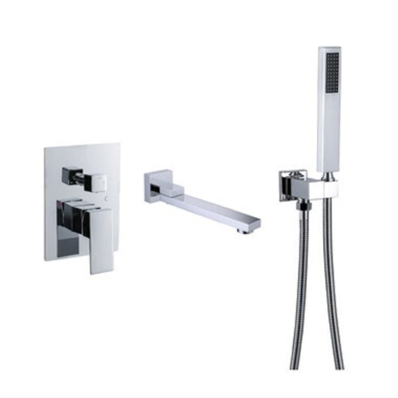 Modern Wall Mounted Metal Tub Filler Low Arc Bathroom Faucet Silver Waterfall Faucet Not Included Clearhalo 'Bathroom Remodel & Bathroom Fixtures' 'Bathtub Faucets' 'bathtub_faucets' 'Home Improvement' 'home_improvement' 'home_improvement_bathtub_faucets' 6842237