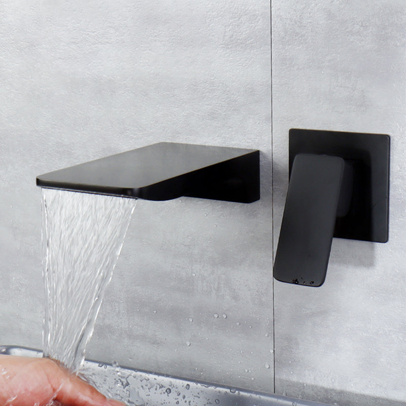 Contemporary Wall Mounted Metal Tub Filler One Handles Waterfall Tub Faucet Trim Clearhalo 'Bathroom Remodel & Bathroom Fixtures' 'Bathtub Faucets' 'bathtub_faucets' 'Home Improvement' 'home_improvement' 'home_improvement_bathtub_faucets' 6842252