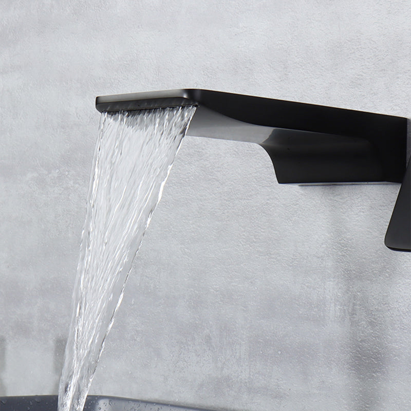 Contemporary Wall Mounted Metal Tub Filler One Handles Waterfall Tub Faucet Trim Clearhalo 'Bathroom Remodel & Bathroom Fixtures' 'Bathtub Faucets' 'bathtub_faucets' 'Home Improvement' 'home_improvement' 'home_improvement_bathtub_faucets' 6842255