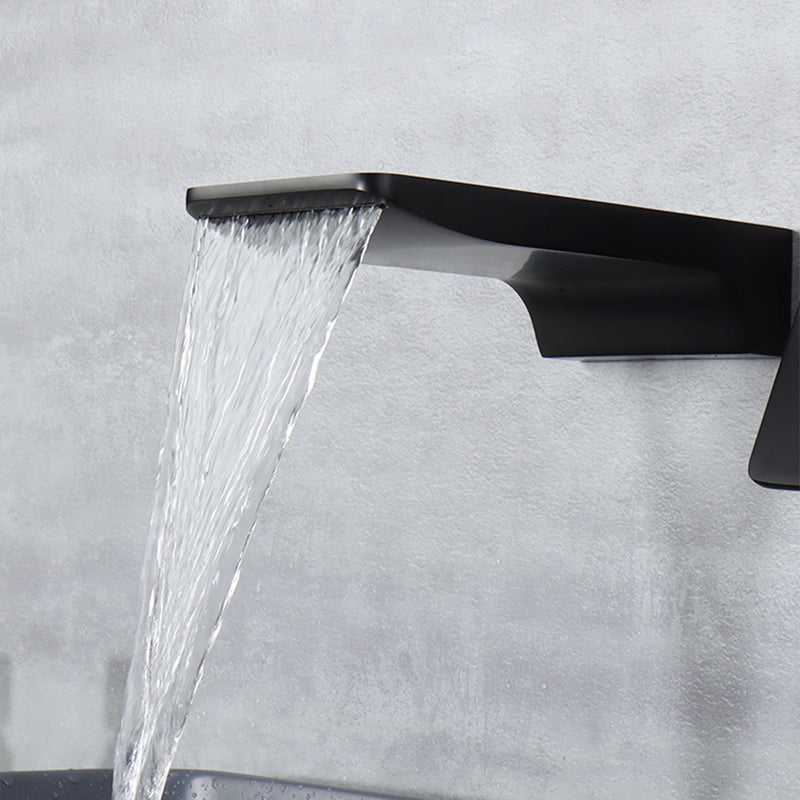 Contemporary Wall Mounted Metal Tub Filler One Handles Waterfall Tub Faucet Trim Clearhalo 'Bathroom Remodel & Bathroom Fixtures' 'Bathtub Faucets' 'bathtub_faucets' 'Home Improvement' 'home_improvement' 'home_improvement_bathtub_faucets' 6842255