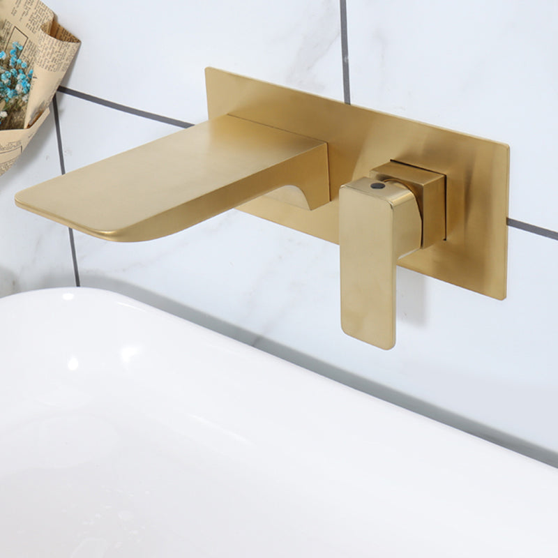 Contemporary Wall Mounted Metal Tub Filler One Handles Waterfall Tub Faucet Trim Gold Rectangle Clearhalo 'Bathroom Remodel & Bathroom Fixtures' 'Bathtub Faucets' 'bathtub_faucets' 'Home Improvement' 'home_improvement' 'home_improvement_bathtub_faucets' 6842266