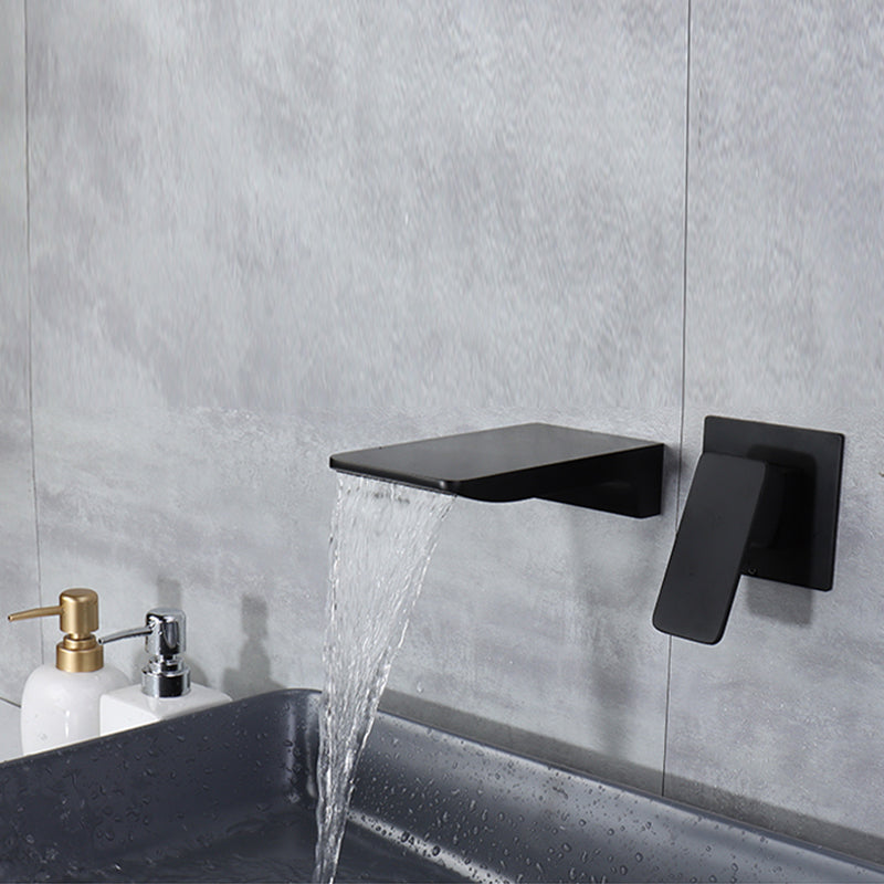Contemporary Wall Mounted Metal Tub Filler One Handles Waterfall Tub Faucet Trim Clearhalo 'Bathroom Remodel & Bathroom Fixtures' 'Bathtub Faucets' 'bathtub_faucets' 'Home Improvement' 'home_improvement' 'home_improvement_bathtub_faucets' 6842272
