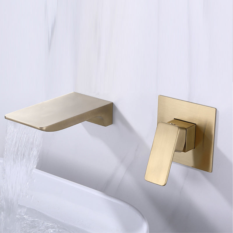 Contemporary Wall Mounted Metal Tub Filler One Handles Waterfall Tub Faucet Trim Clearhalo 'Bathroom Remodel & Bathroom Fixtures' 'Bathtub Faucets' 'bathtub_faucets' 'Home Improvement' 'home_improvement' 'home_improvement_bathtub_faucets' 6842273