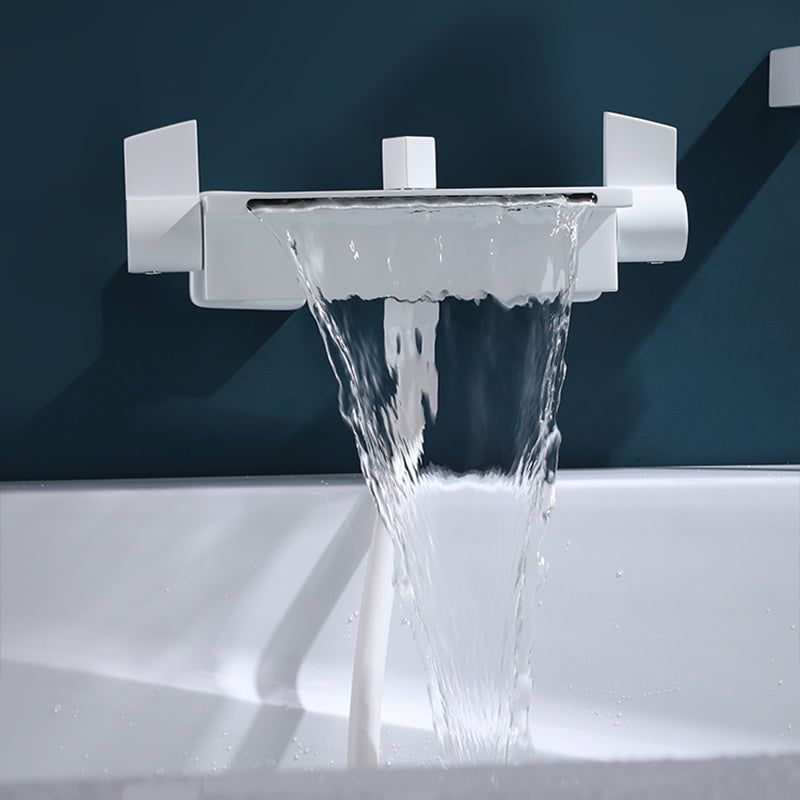 Wall Mounted Metal Freestanding Tub Filler Two Handles Freestanding Faucet Clearhalo 'Bathroom Remodel & Bathroom Fixtures' 'Bathtub Faucets' 'bathtub_faucets' 'Home Improvement' 'home_improvement' 'home_improvement_bathtub_faucets' 6842304