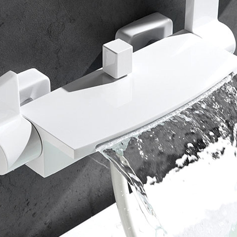 Wall Mounted Metal Freestanding Tub Filler Two Handles Freestanding Faucet Clearhalo 'Bathroom Remodel & Bathroom Fixtures' 'Bathtub Faucets' 'bathtub_faucets' 'Home Improvement' 'home_improvement' 'home_improvement_bathtub_faucets' 6842308