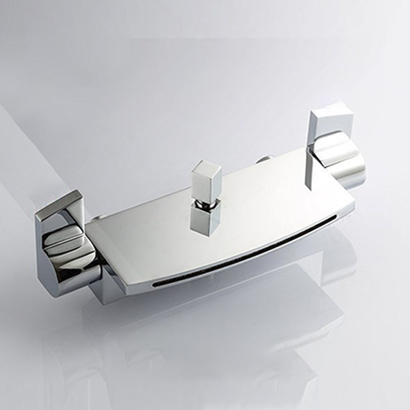 Wall Mounted Metal Freestanding Tub Filler Two Handles Freestanding Faucet Clearhalo 'Bathroom Remodel & Bathroom Fixtures' 'Bathtub Faucets' 'bathtub_faucets' 'Home Improvement' 'home_improvement' 'home_improvement_bathtub_faucets' 6842321