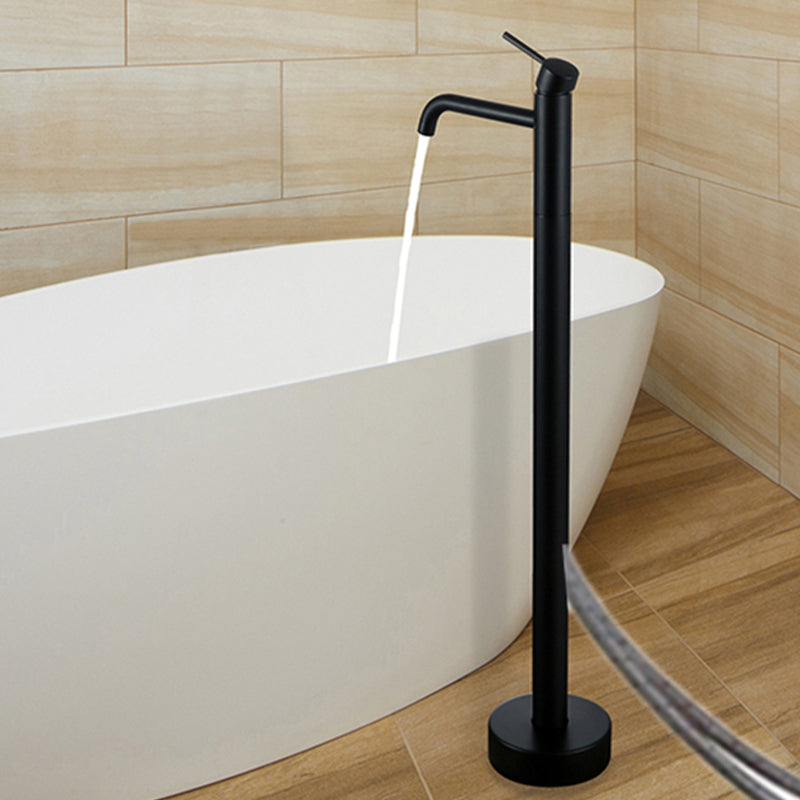 Modern Floor Mounted Metal Freestanding Tub Filler Freestanding High Arc Tub Faucet Set Black Elbow Outlet Wall Clearhalo 'Bathroom Remodel & Bathroom Fixtures' 'Bathtub Faucets' 'bathtub_faucets' 'Home Improvement' 'home_improvement' 'home_improvement_bathtub_faucets' 6842337