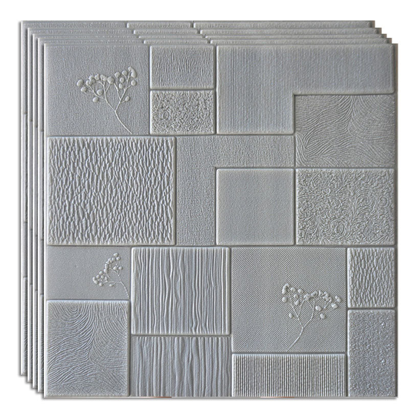 Modern Style Wall Plank 3D Print Bathroom Living Room Wall Panels Set of 40 Light Gray 3D Embossed Clearhalo 'Flooring 'Home Improvement' 'home_improvement' 'home_improvement_wall_paneling' 'Wall Paneling' 'wall_paneling' 'Walls & Ceilings' Walls and Ceiling' 6842525