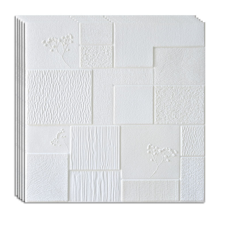 Modern Style Wall Plank 3D Print Bathroom Living Room Wall Panels Set of 40 White 3D Embossed Clearhalo 'Flooring 'Home Improvement' 'home_improvement' 'home_improvement_wall_paneling' 'Wall Paneling' 'wall_paneling' 'Walls & Ceilings' Walls and Ceiling' 6842533