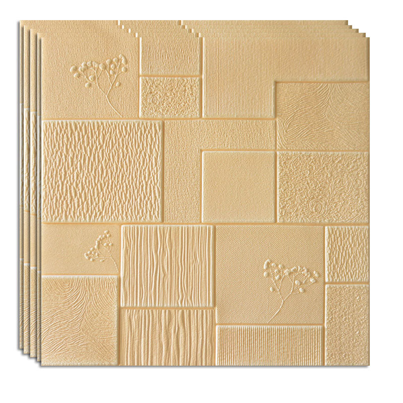 Modern Style Wall Plank 3D Print Bathroom Living Room Wall Panels Set of 40 Yellow 3D Embossed Clearhalo 'Flooring 'Home Improvement' 'home_improvement' 'home_improvement_wall_paneling' 'Wall Paneling' 'wall_paneling' 'Walls & Ceilings' Walls and Ceiling' 6842537