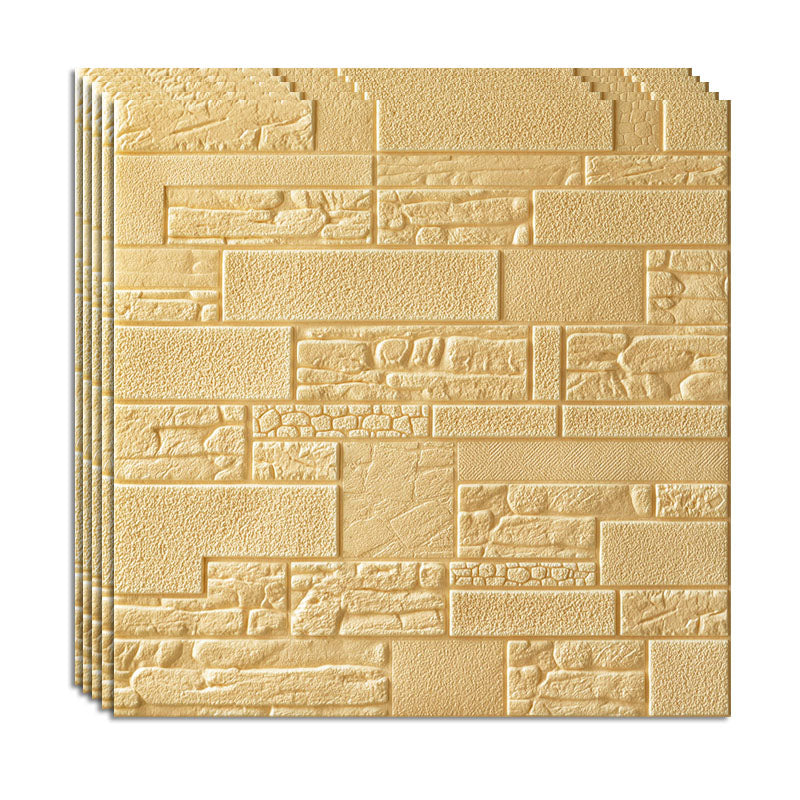 Modern Wall Plank 3D Brick Bathroom Living Room Wall Panels Set of 40 Yellow 3D Embossed Clearhalo 'Flooring 'Home Improvement' 'home_improvement' 'home_improvement_wall_paneling' 'Wall Paneling' 'wall_paneling' 'Walls & Ceilings' Walls and Ceiling' 6842562