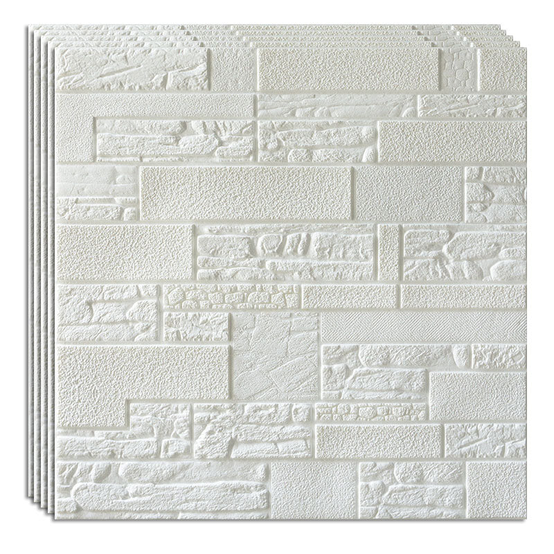 Modern Wall Plank 3D Brick Bathroom Living Room Wall Panels Set of 40 White 3D Embossed Clearhalo 'Flooring 'Home Improvement' 'home_improvement' 'home_improvement_wall_paneling' 'Wall Paneling' 'wall_paneling' 'Walls & Ceilings' Walls and Ceiling' 6842567