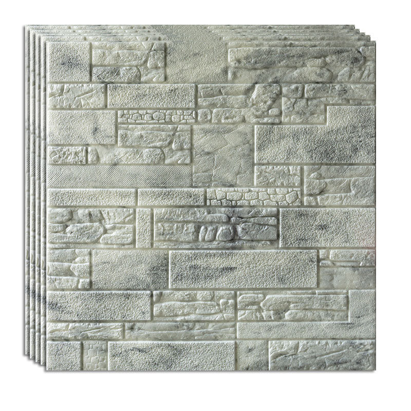 Modern Wall Plank 3D Brick Bathroom Living Room Wall Panels Set of 40 Gray-White 3D Embossed Clearhalo 'Flooring 'Home Improvement' 'home_improvement' 'home_improvement_wall_paneling' 'Wall Paneling' 'wall_paneling' 'Walls & Ceilings' Walls and Ceiling' 6842571