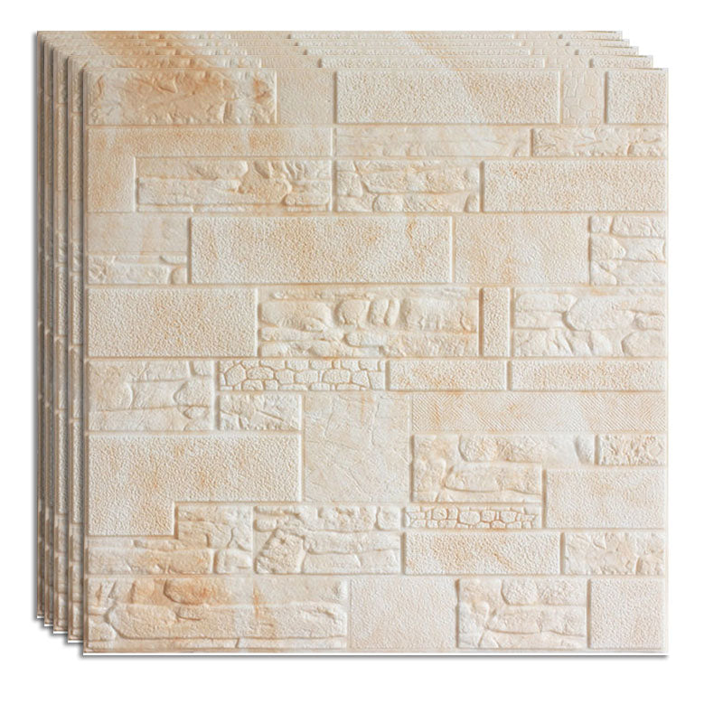 Modern Wall Plank 3D Brick Bathroom Living Room Wall Panels Set of 40 Beige 3D Embossed Clearhalo 'Flooring 'Home Improvement' 'home_improvement' 'home_improvement_wall_paneling' 'Wall Paneling' 'wall_paneling' 'Walls & Ceilings' Walls and Ceiling' 6842574